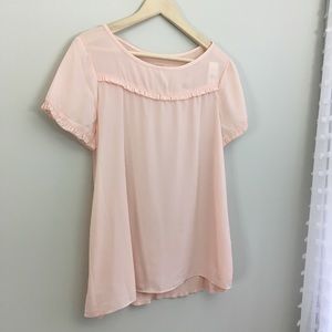NWT LOFT Outlet Pink Ruffle Blouse